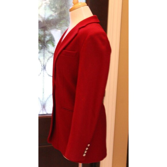 Lauren Ralph Lauren Red Wool Classic Blazer Jacket w Silver Buttons Size 4P - Picture 10 of 12